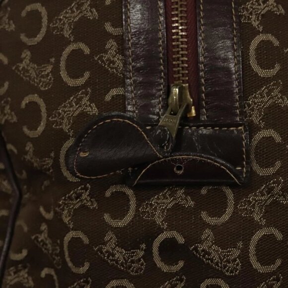 CELINE C Sulky Boston Bag Canvas Brown Gold Auth ep8383 - Picture 14 of 16
